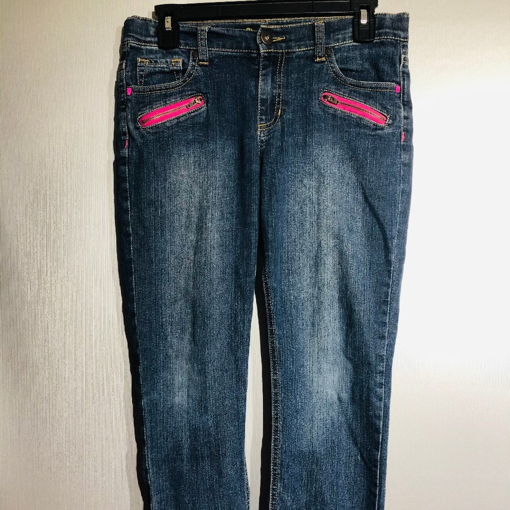 Jordache Pink Skull Zipper Pockets Girls Jeans S16
